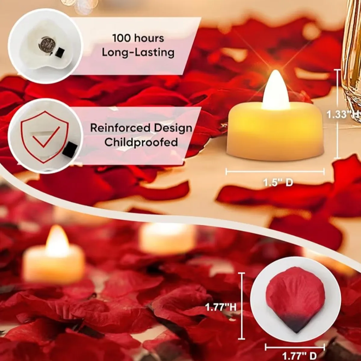 24 Pcs White Heart Shaped Battery Operated Candles
