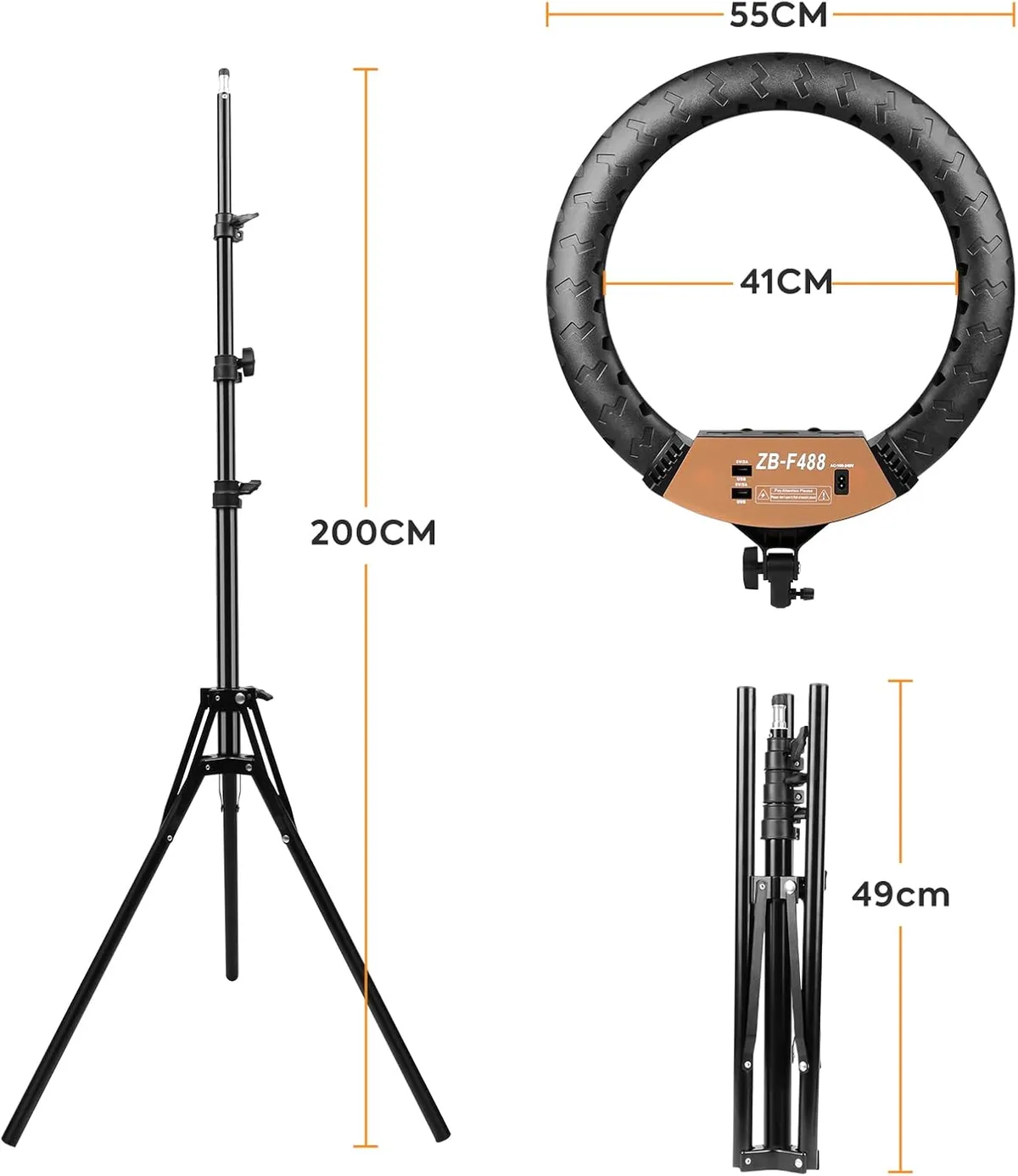 22 Inch LED Ring Light 3200-6500K Lighting Kit 600pcs LED Beads with Light Stand & 3 Phone Holders for Smartphone