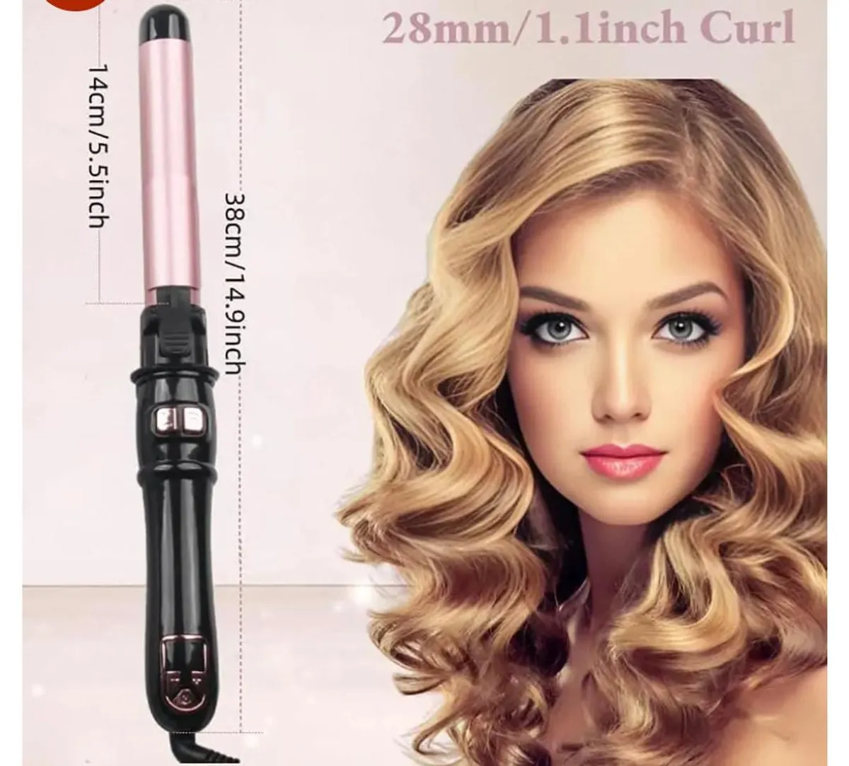Curling Iron 2 in 1 Hair Straightener Instant Heat Curling Wand Auto Hair Curler Salon Straightener Iron for All Hair(Rose Gold)