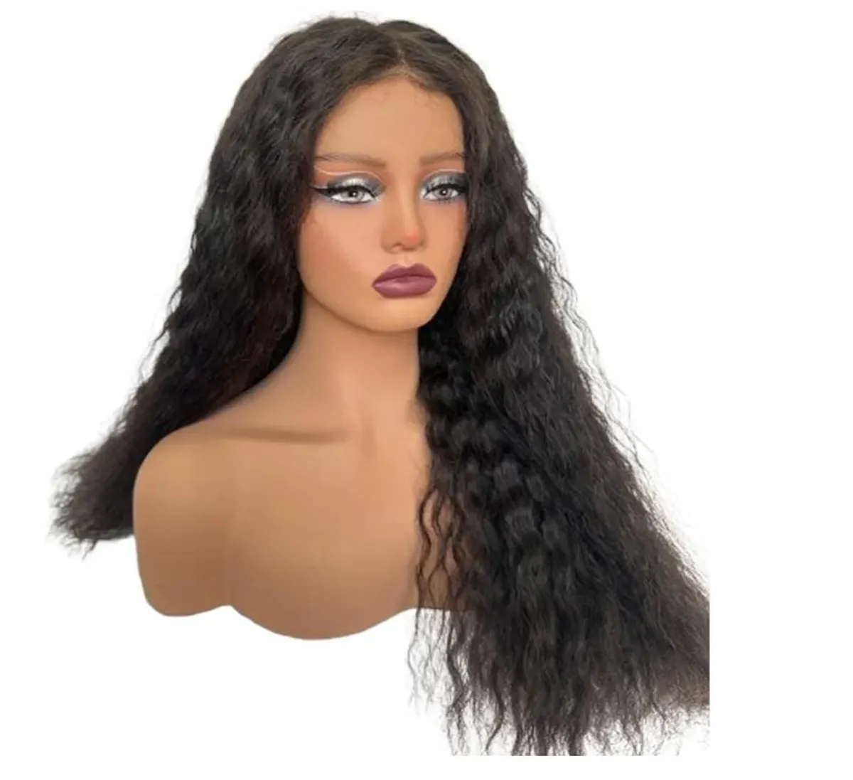 Realistic Female Mannequin Head with Shoulders Soft Manikin Head for Wig Display, Styling, Jewelry Light Brown Color