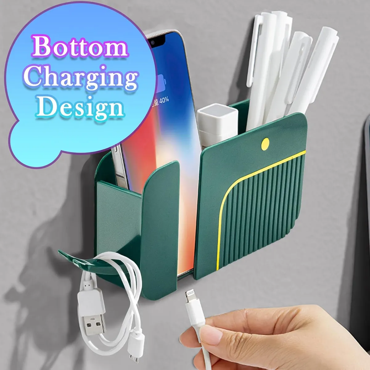Wall Mount Phone Holder Remote Control Storage Box Bedside
