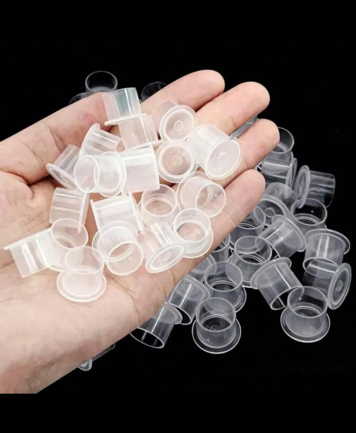 Tattoo Ink Cups 100PCS 17mm Big Tattoo Pigment Cups With Base Disposable Plastic Tattoo Ink Caps Cups For Tattoo Ink Tattoo Kits Supplies