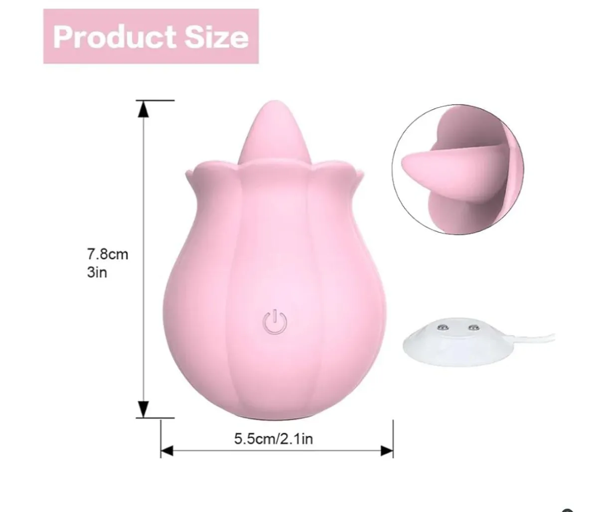 2023 New Women Rose Tongue Suck & Lick Rose 10 Modes Sucker Sucking Toys Adult The Rose Toy for Women Couples Vibrator Toy (Pink)