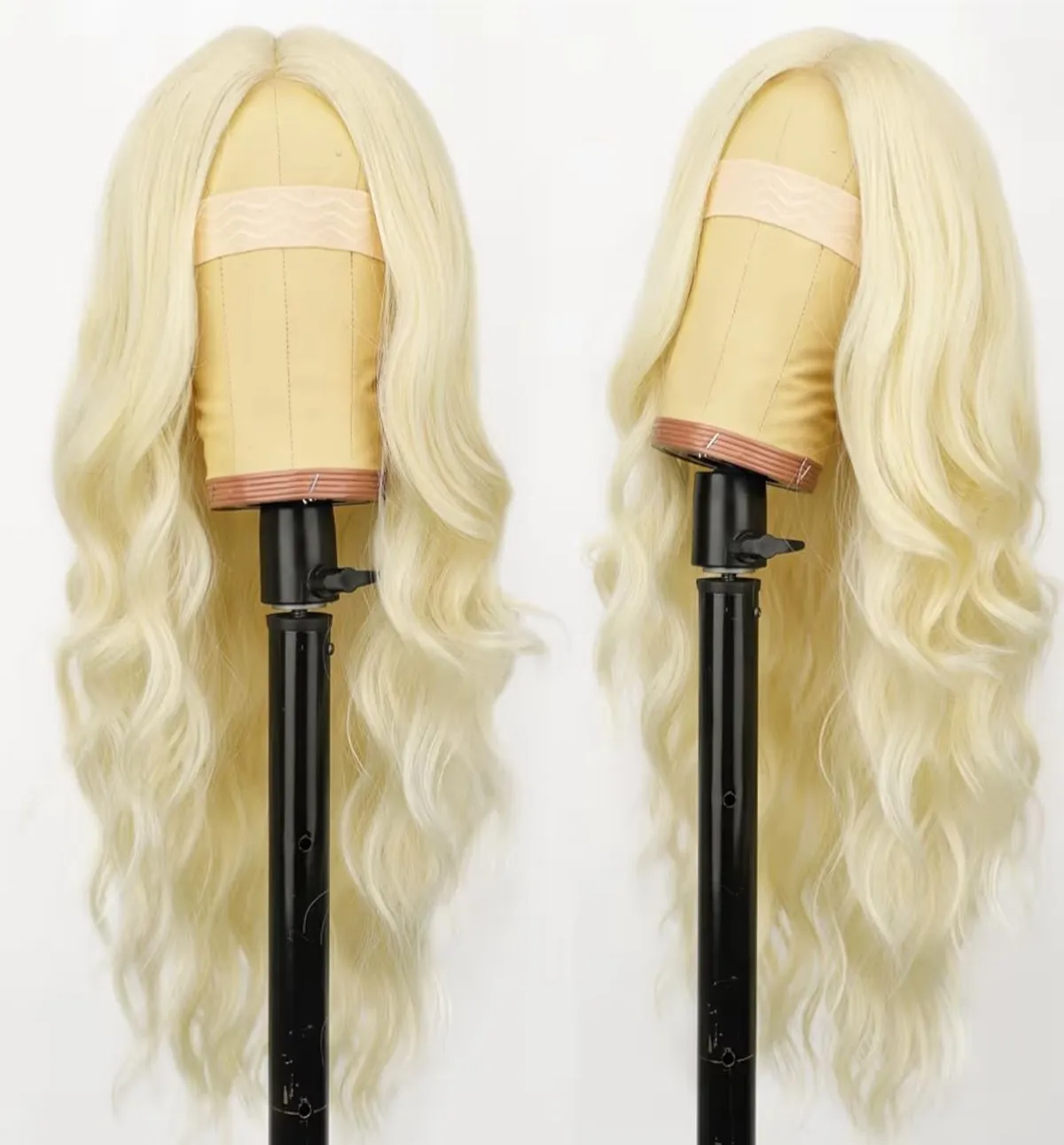 Blonde Wig for Women, Long Wavy Lace Hairline Middle Part Synthetic Wig for Daily Party- 26Inch