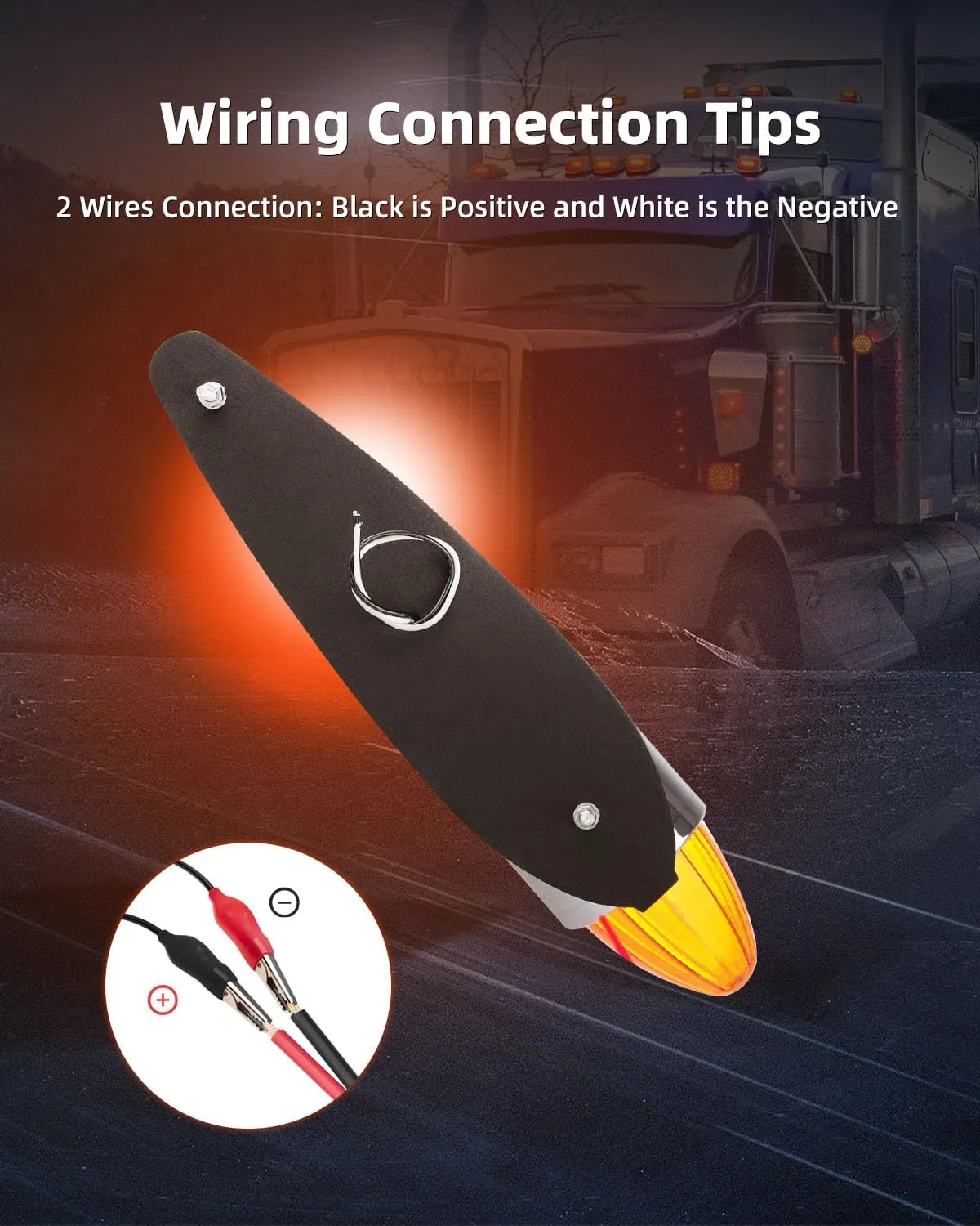 Amber Torpedo Cab Marker Lights Chrome Truck Roof Lights Top Clearance Running Lights for Truck Trailer for Peterbilt for Kenworth for Freightliner for Volvo Mack (5 pcs)