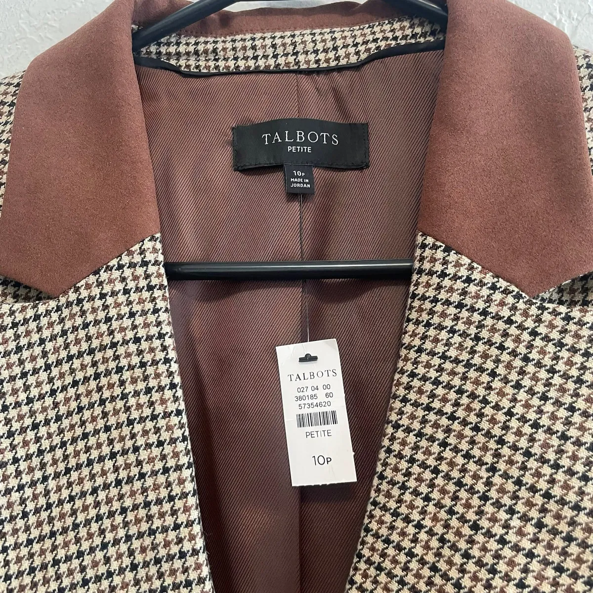 Talbots Size 2P RELAXED BLAZER - AUTUMN CHECK HOUNDSTOOTH Preppy NEW
