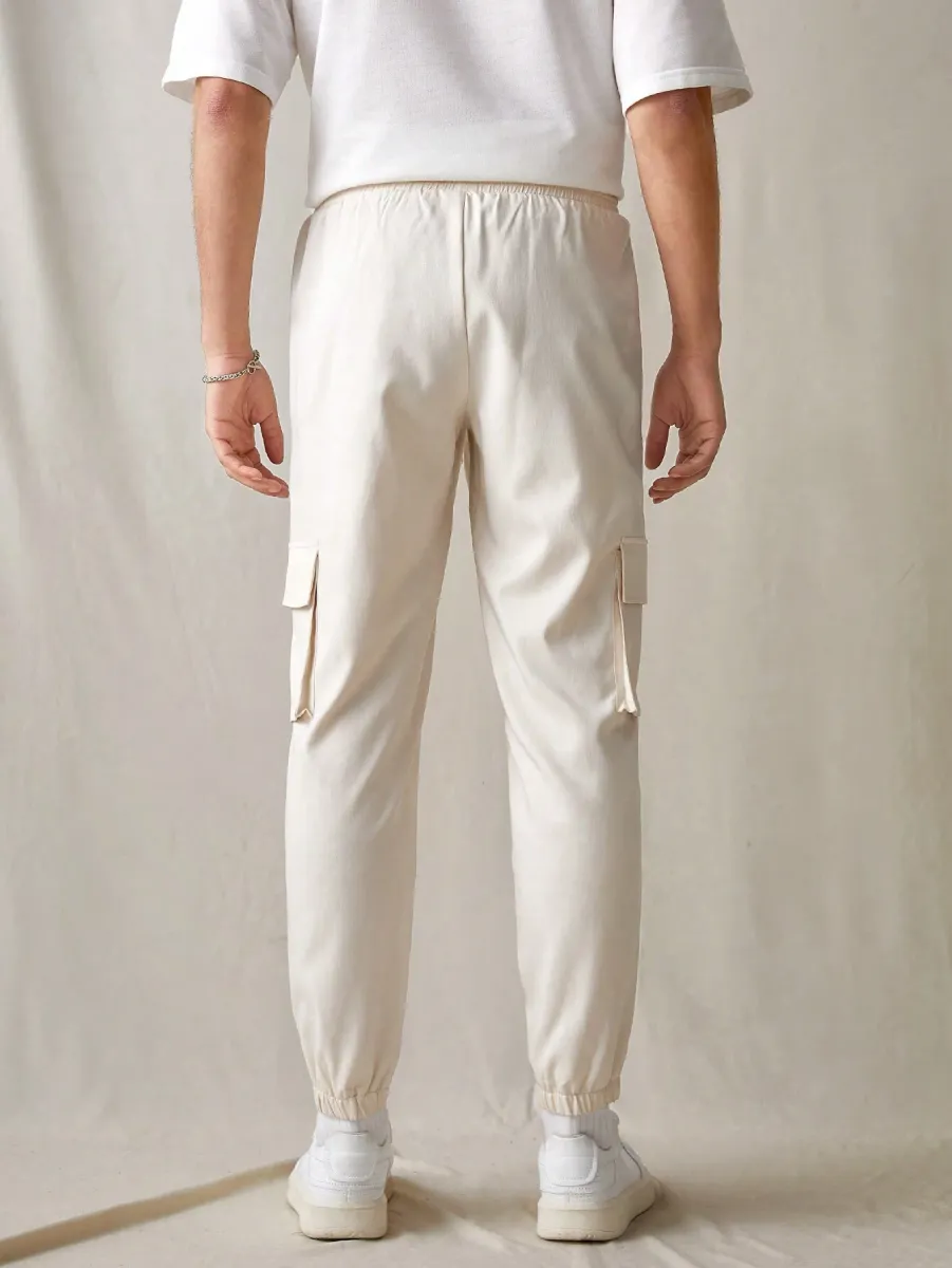 Men's Casual Woven Loose Solid Color Elastic Waist Straight Leg Sweatpants Banana Yellow Size S