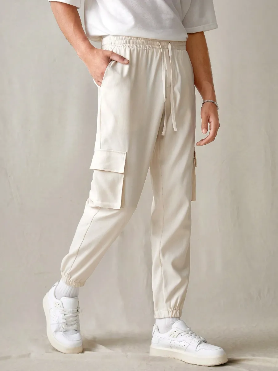 Men's Casual Woven Loose Solid Color Elastic Waist Straight Leg Sweatpants Banana Yellow Size S
