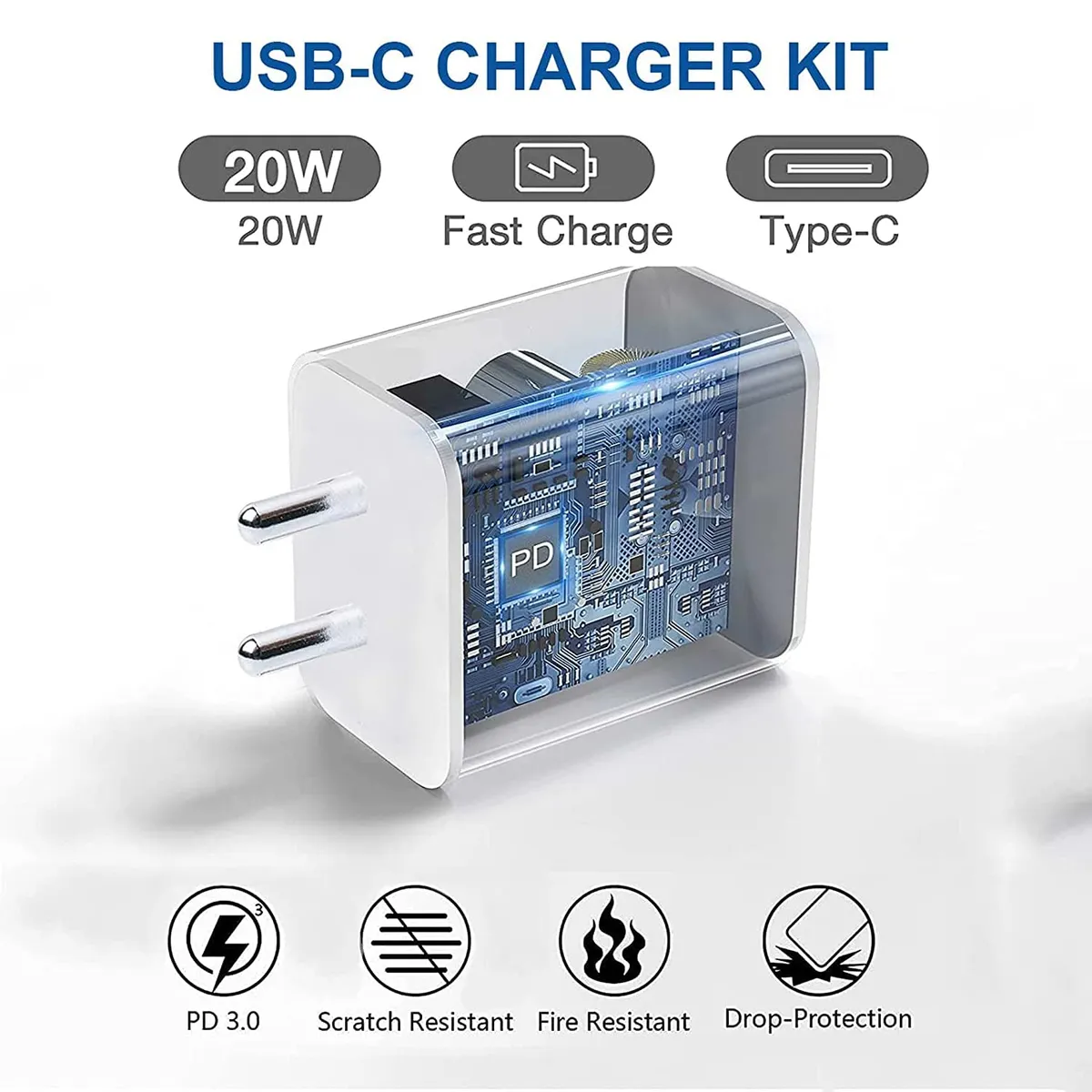 20 Watts PD Charger Compatible for iPhone 14 | iPhone 14 Pro Type C Wall Adapter with Charging Cable Compatible for iPhone Charger