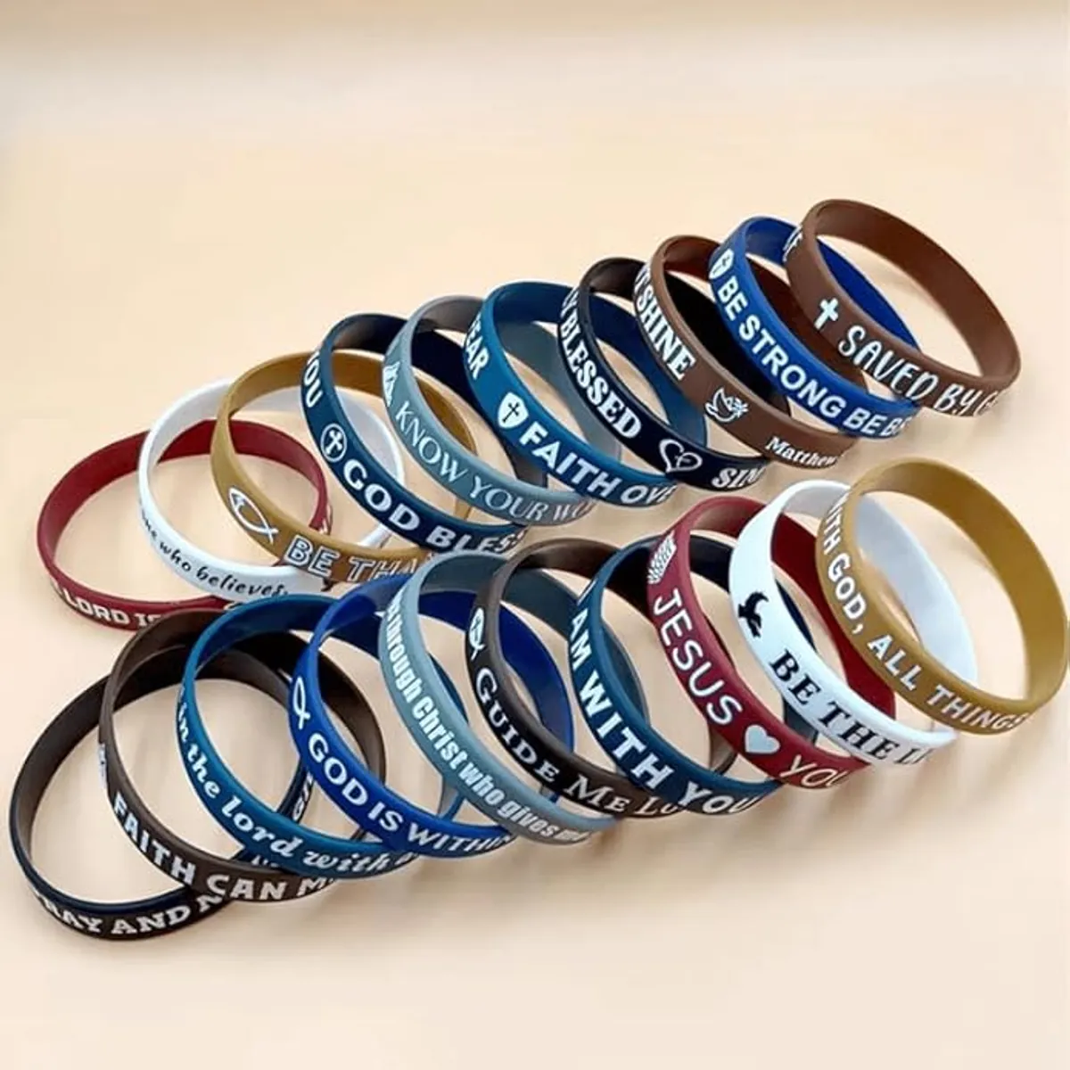 20PCS Bible Verse Silicone Bracelets Bible Verse Rubber Bracelets Religious Christian Scripture Wristbands