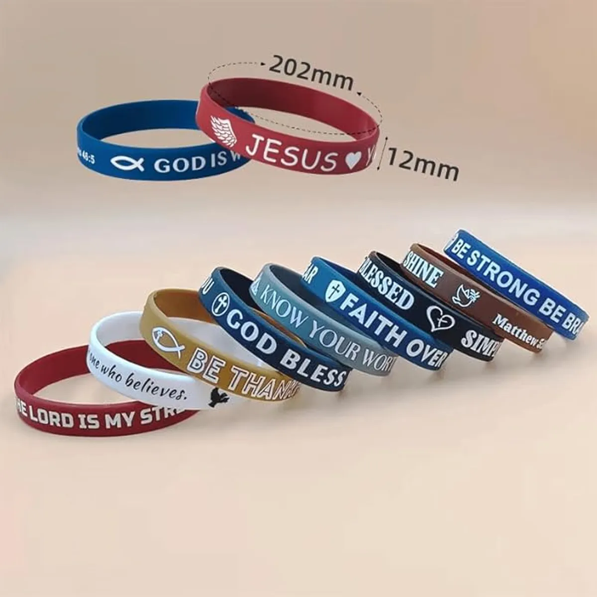 20PCS Bible Verse Silicone Bracelets Bible Verse Rubber Bracelets Religious Christian Scripture Wristbands
