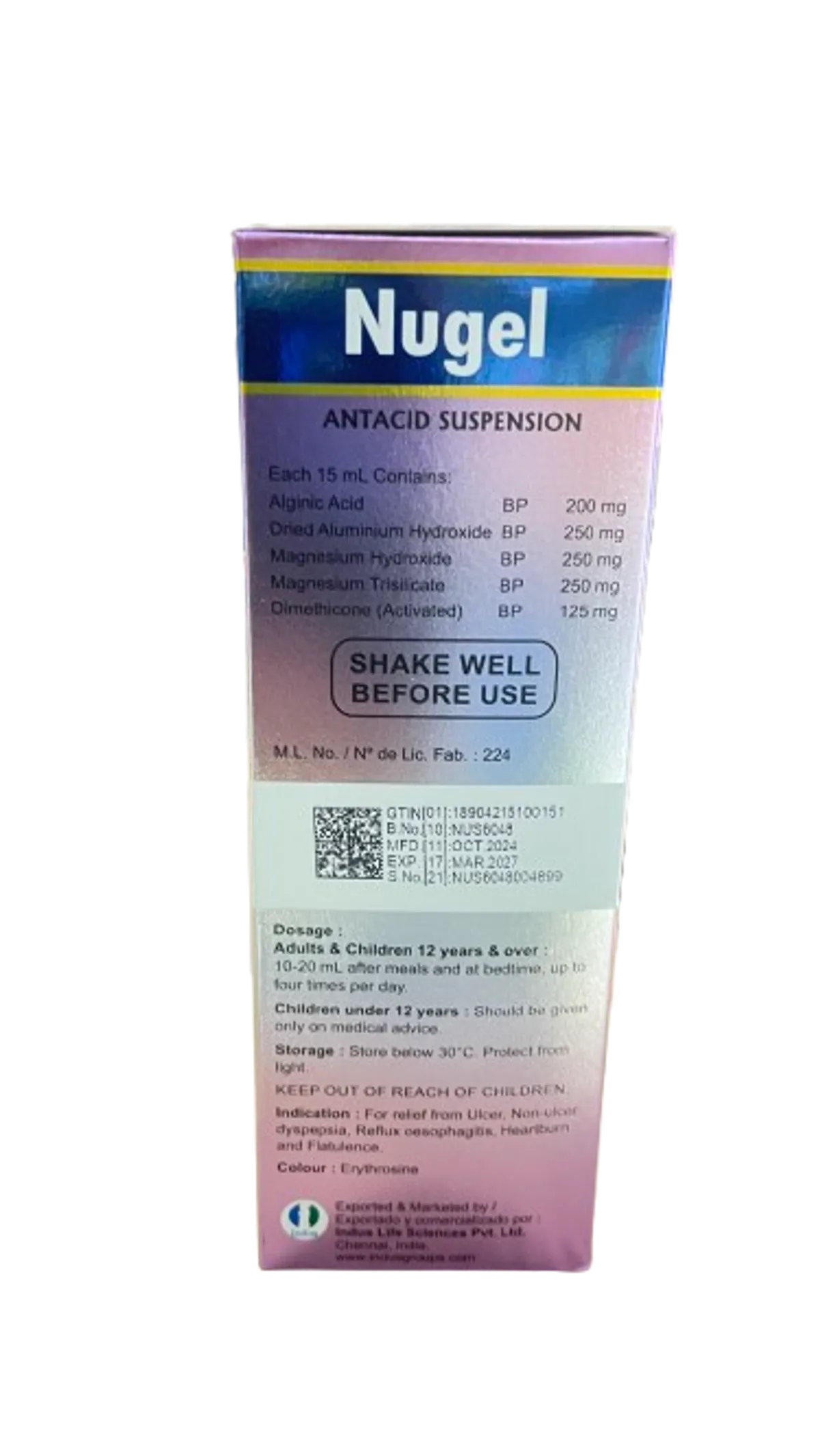 Nugel Antacid Suspension Soothes Heartburn | Relieves Acid Indigestion | Gentle on the Stomach packaging may vary