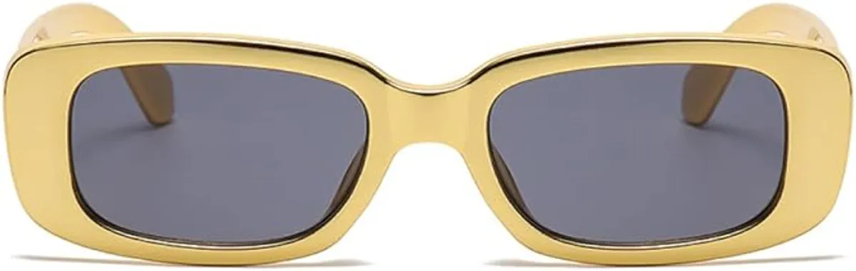 Vintage Luxurious Gold Sun Glasses Small Rectangle Reflective Gold Plating Eyewear Shades