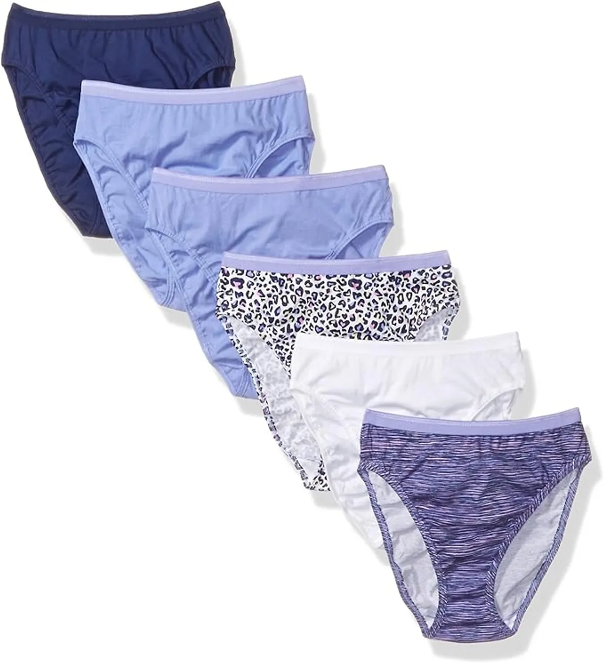 Fruit of the Loom Women's 6 Pack Assorted Color Cotton Hi-Cut Panties