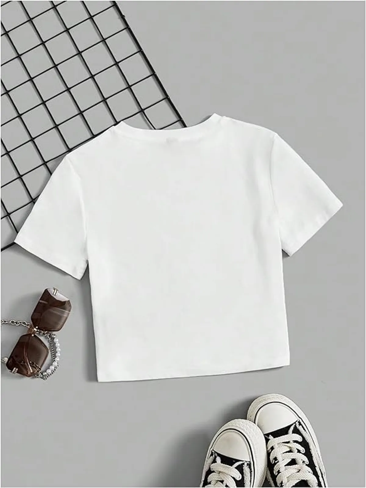 Floerns Women's Y2k Lips Print Short Sleeve Crop Tops Crew Neck Street Tee Shirts Size s