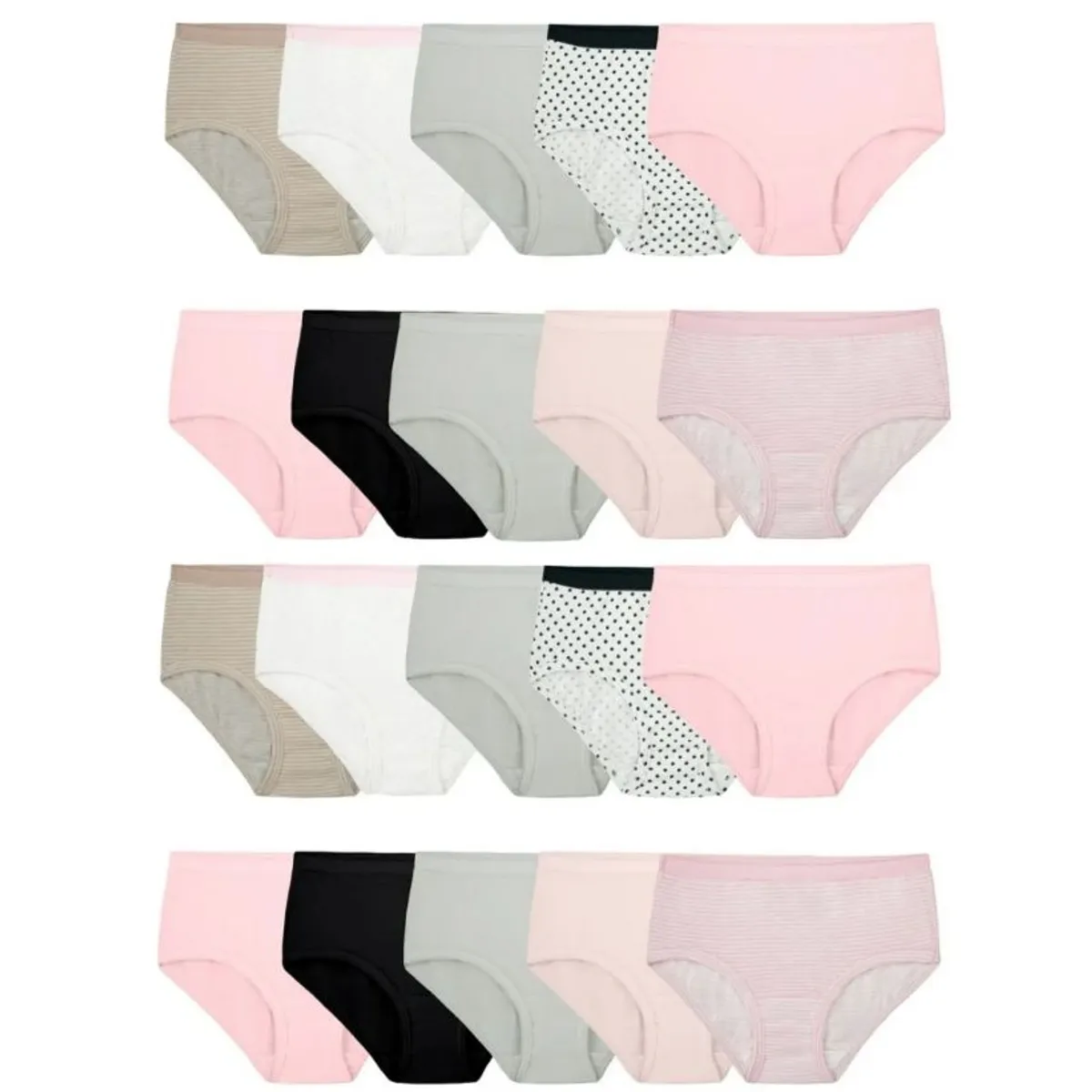 Fruit of the Loom Girls' Cotton Brief Underwear, 20 Pack - Size 14