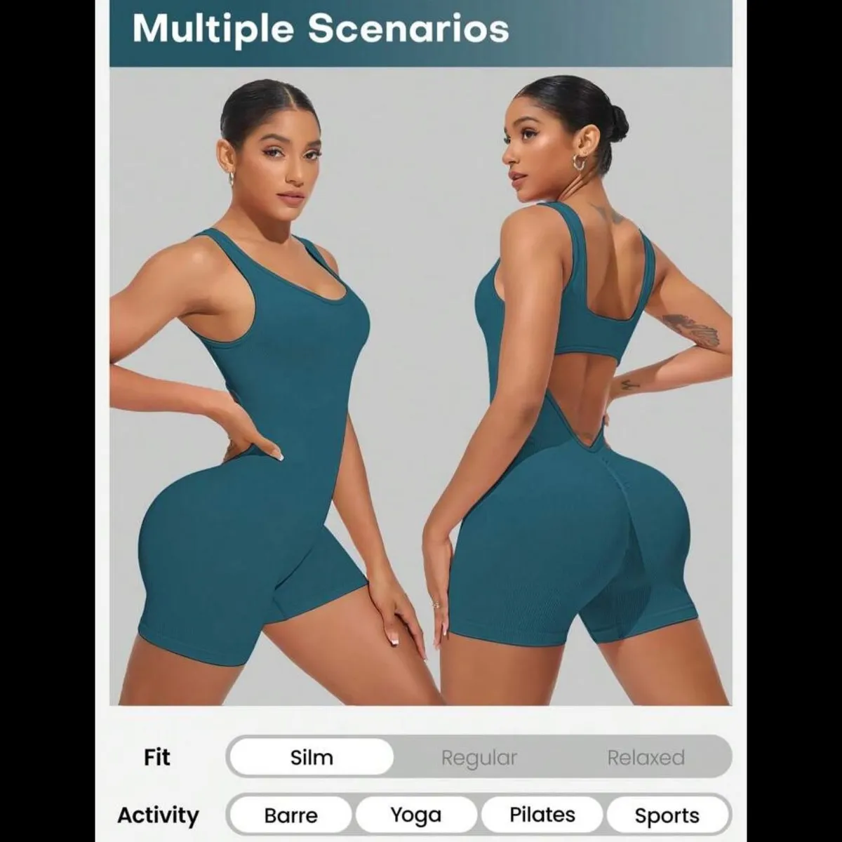 Women's Fitted Sports Jumpsuit, Fashionable Yoga Workout Jumpsuit - Size S