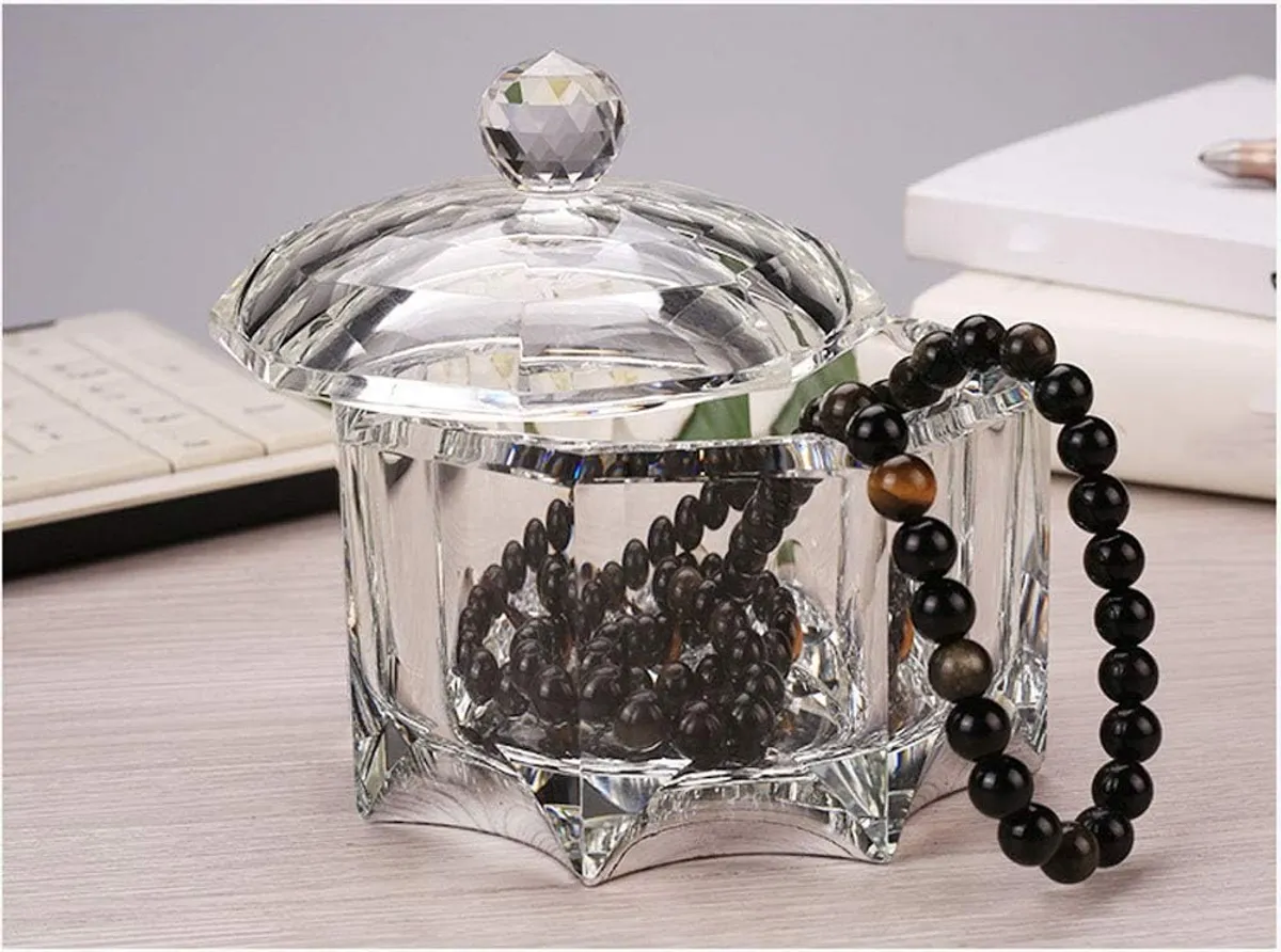 Fashion Crystal Glass Ashtray with Lid (Clear Color)