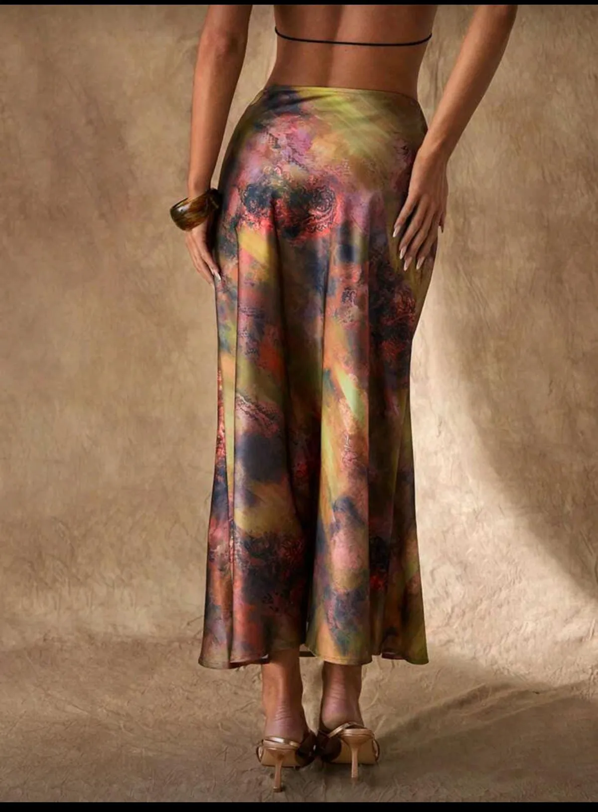 Glamine Women's Satin Printed A-Line Skirt, Elegant And Versatile,Long Skirt,Skirts For Women, Woman S Summer Clothes,Maxi Skirts For Women Fall Cloth For Women Size XL