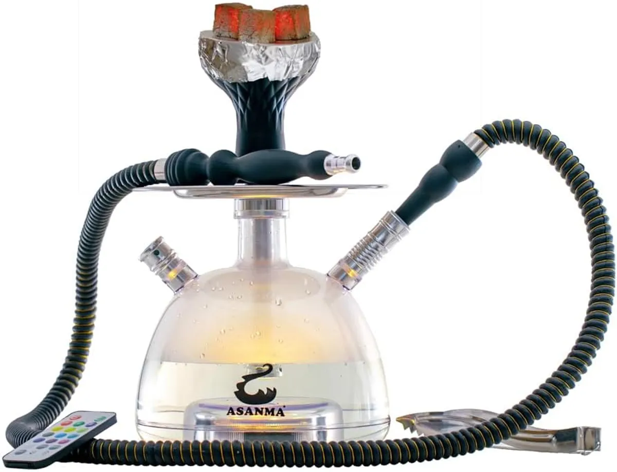 Micro Modern Acrylic Bubble Hookah with Travel Case System Silicone Hookah Bowl Silk Hookah Hose Tongs Magical LED Light for Better Shisha Hookah Narguile