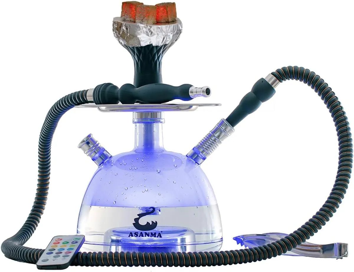 Micro Modern Acrylic Bubble Hookah with Travel Case System Silicone Hookah Bowl Silk Hookah Hose Tongs Magical LED Light for Better Shisha Hookah Narguile