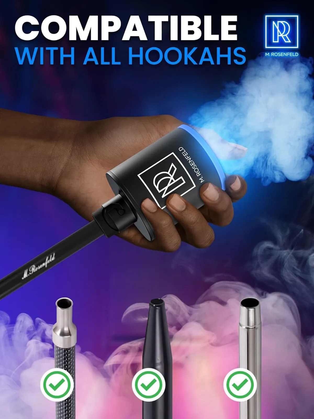 Hookah Starter Pump - Hookah Pump Starter with 1300 mAh Rechargeable Battery - Portable Electric Hooka Blower & Vacuum Starter - Mini Air Pump with LED Light, Quiet & Efficient