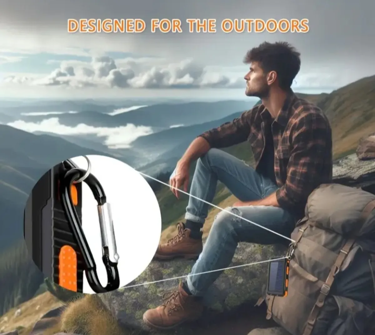 20000Mah USB Portable Solar Charger, Featuring Dual 5V USB Output Ports for All Mobile Devices, Purple