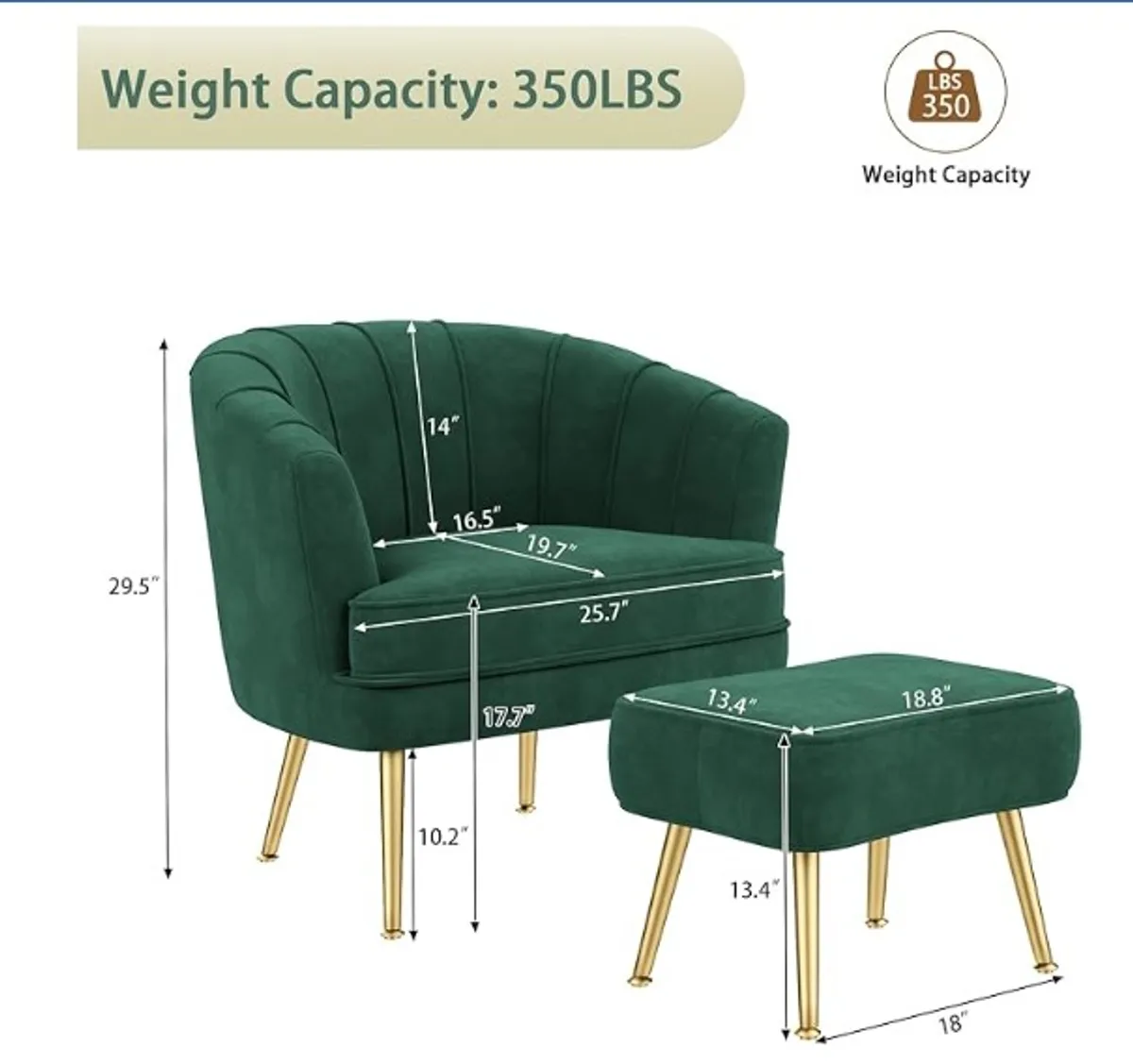 Velvet Accent Chair with Ottoman