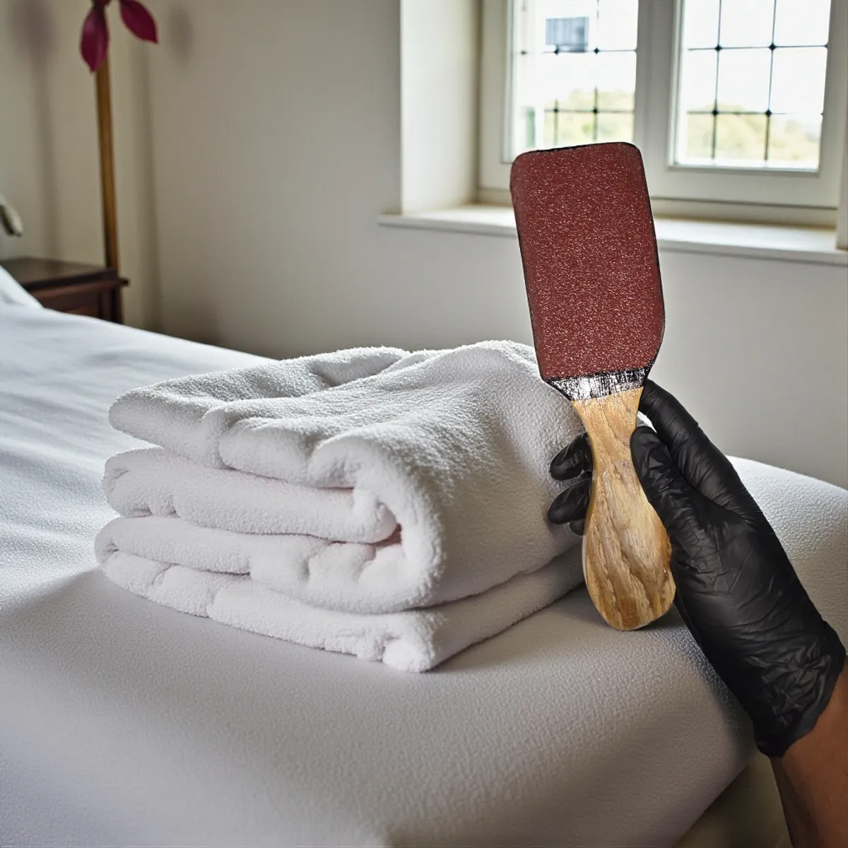 Double-sided Handmade Foot File for Pedicures, Brown Sander Side and Black Smoother Side