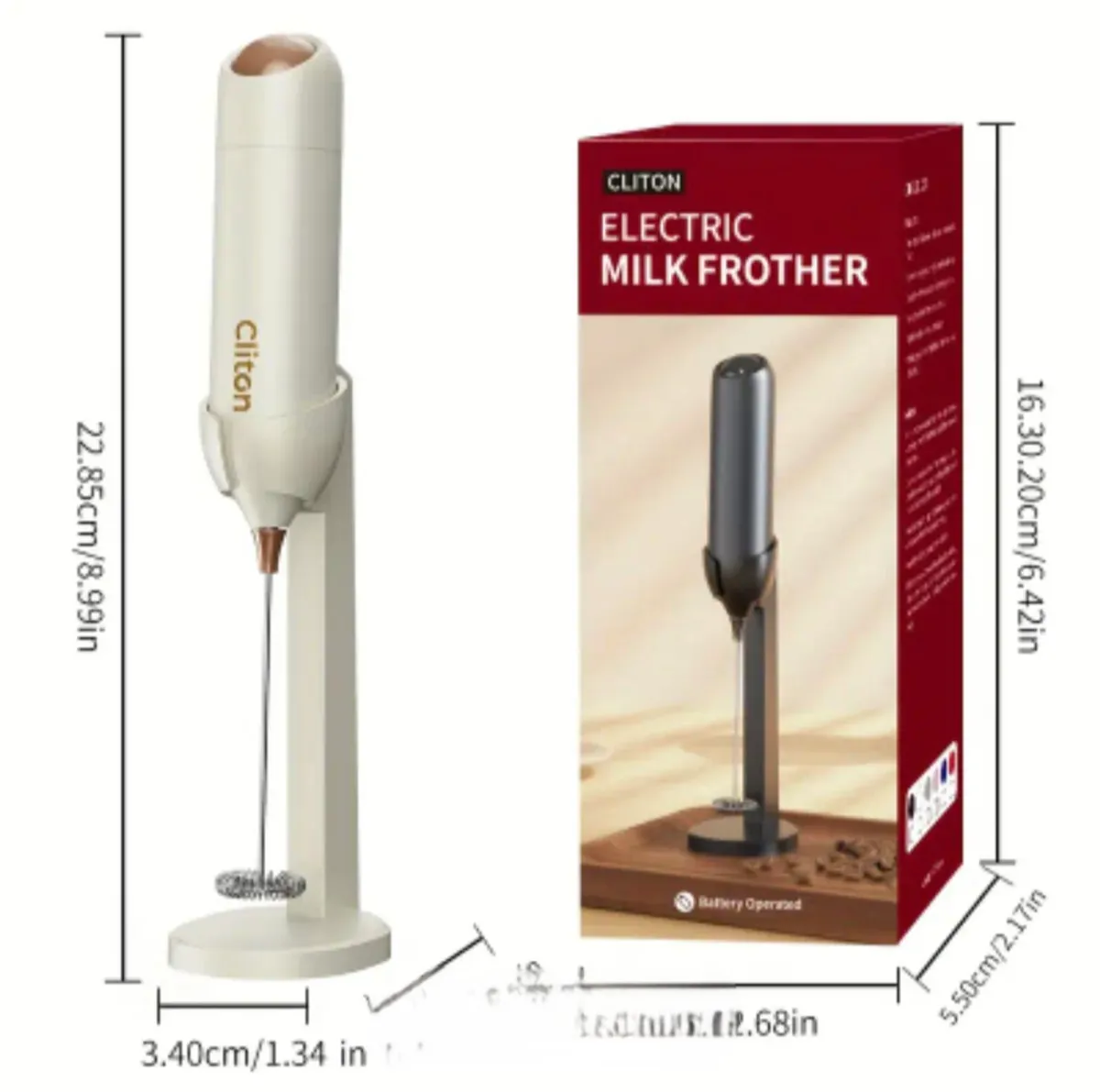 Handheld Electric Milk Frother Battery- (AA Not Included) - Milk Whip Maker with Durable ABS Milk Foamer for Cappuccinos, Lattes, Hot Coffee - Portable Milk Foam Generator, Christmas Gift for Baristas & Coffee Lovers, White