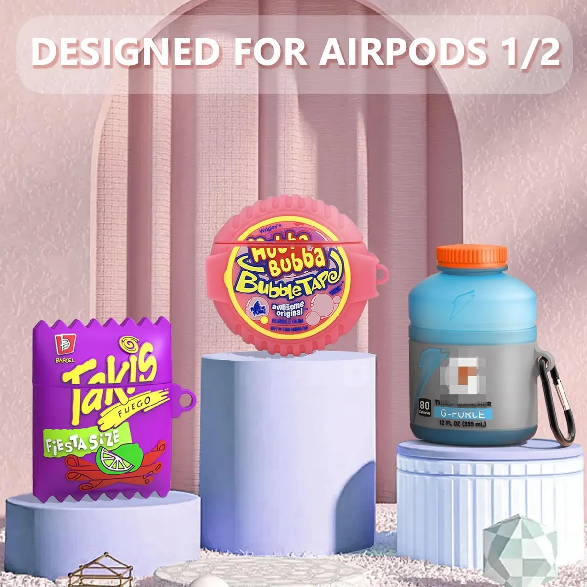 Cute Cases for Airpod 2/1 with Cleaner kit,3D Kawaii Silicone Airpod Case Cartoon Food Funny Protective Cover Accessories for Airpod 1&2 Gen Charging Case for Girls Boys[3Pack]