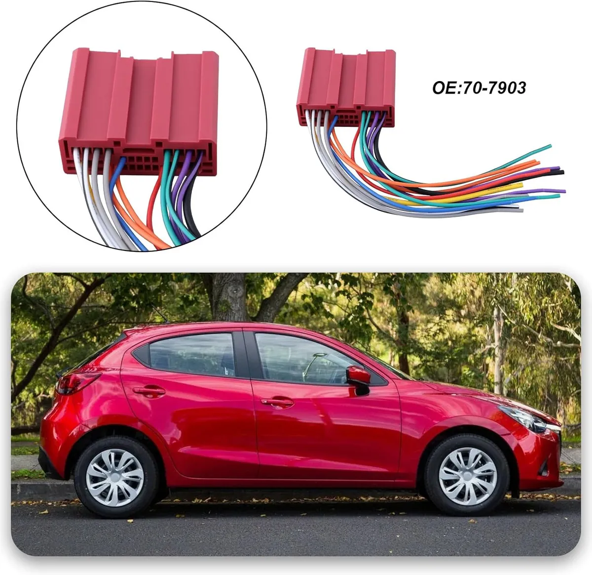 Radio Wiring Harness Connector 14 Wires Replacement Part 70-7903 Compatible with Mazda 2001-2017