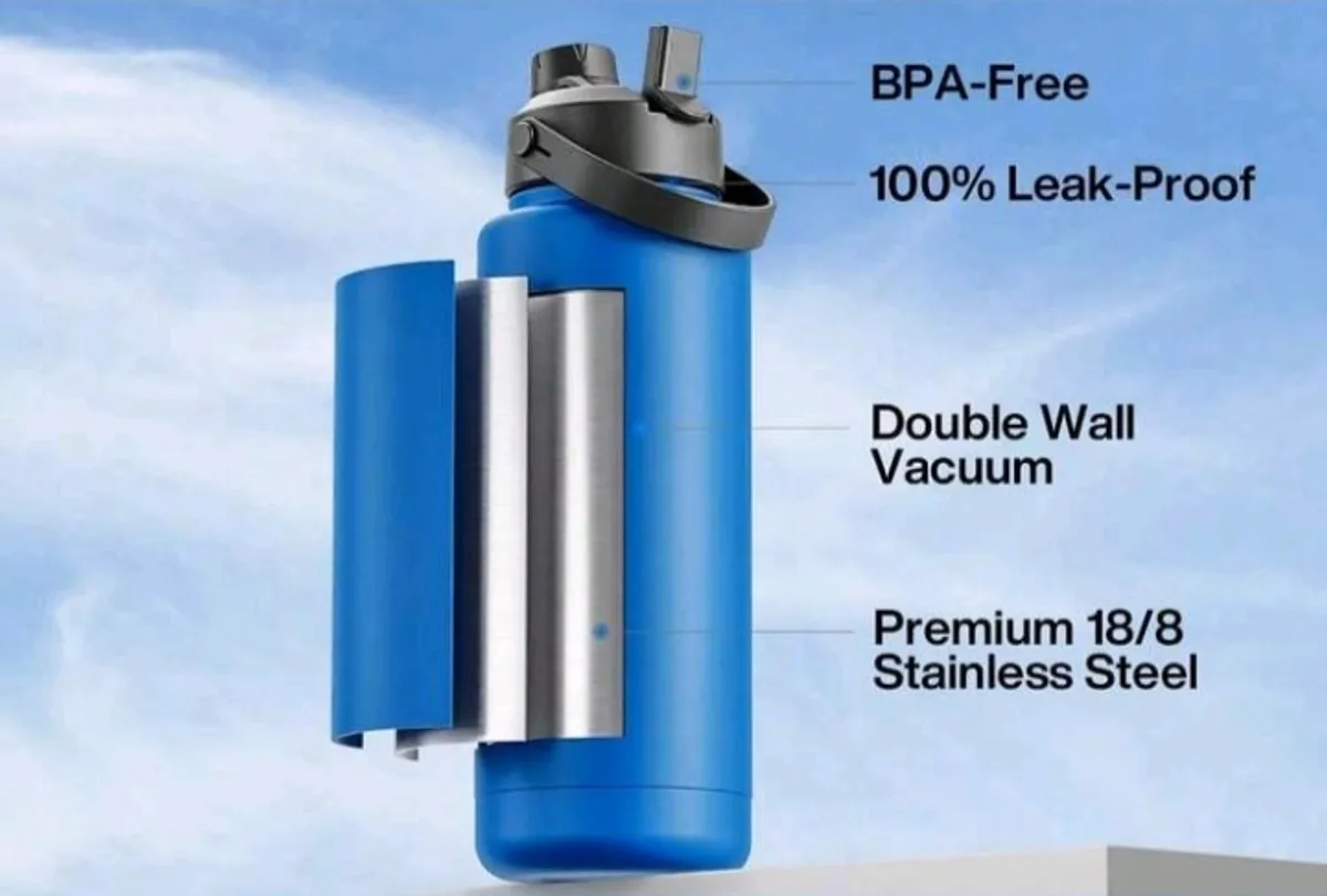 Powcan insulated water bottle , Blue