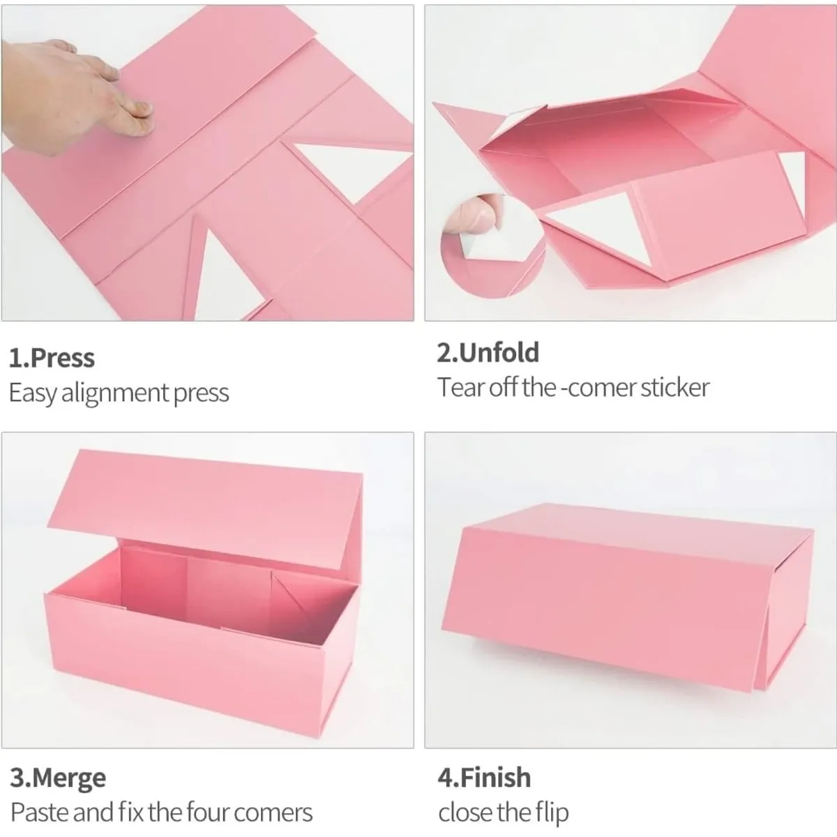 Pink Gift Box 10" × 6" x 3" with Magnetic Closure Lid Gift Box for Presents