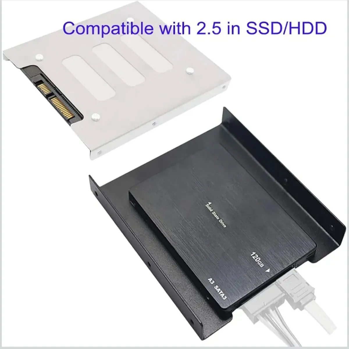 SSD HDD Holder 2.5 to 3.5 Mounting Bracket Hard Drive Adapter (1 Pack) (Black)