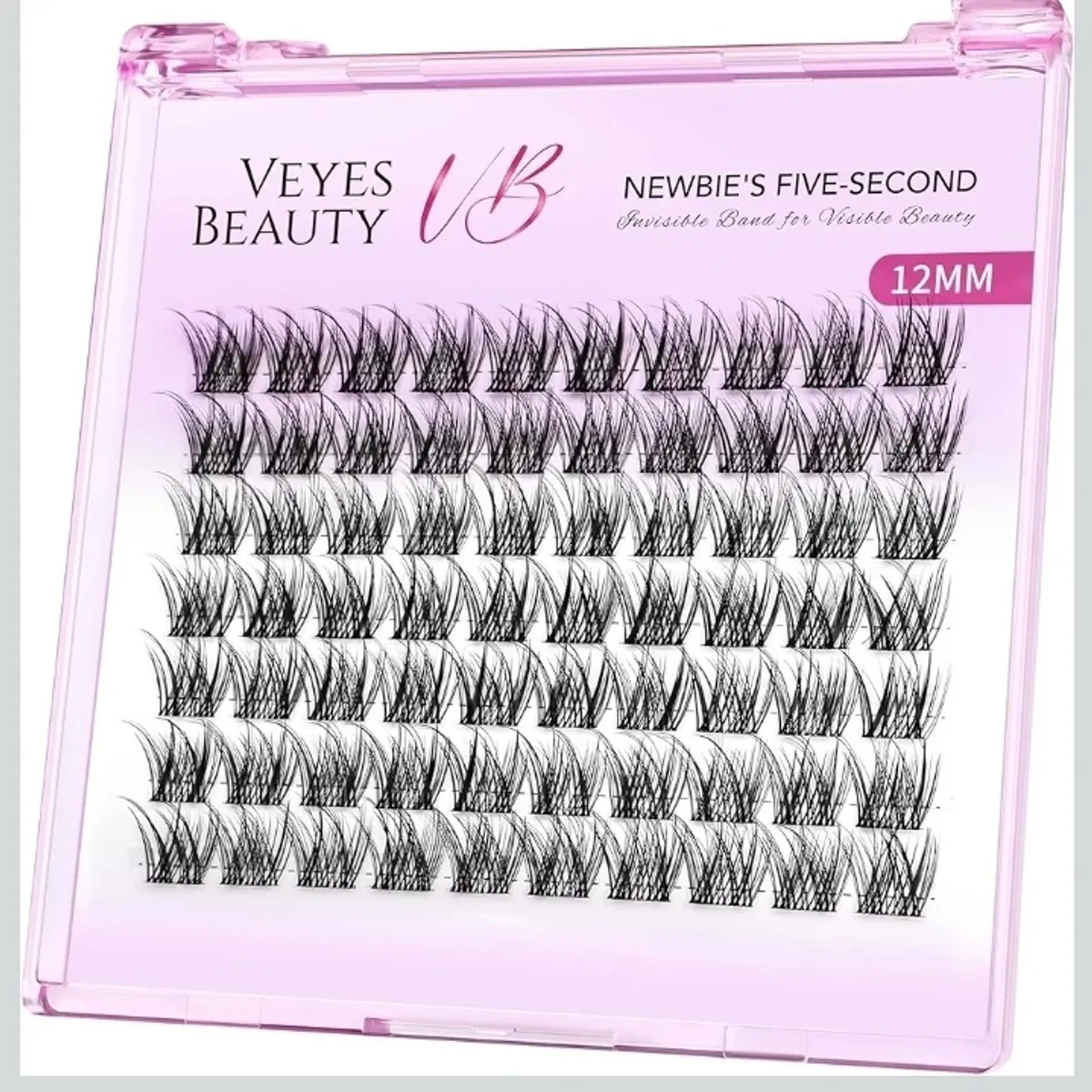 VEYESBEAUTY Lash Clusters Individual Eyelash Extensions Thin & Invisible Band 12mm
