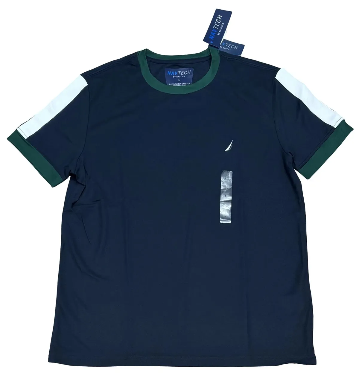 Nautica Men's Sustainably Crafted Navtech Colorblock T-Shirt, Navy, M