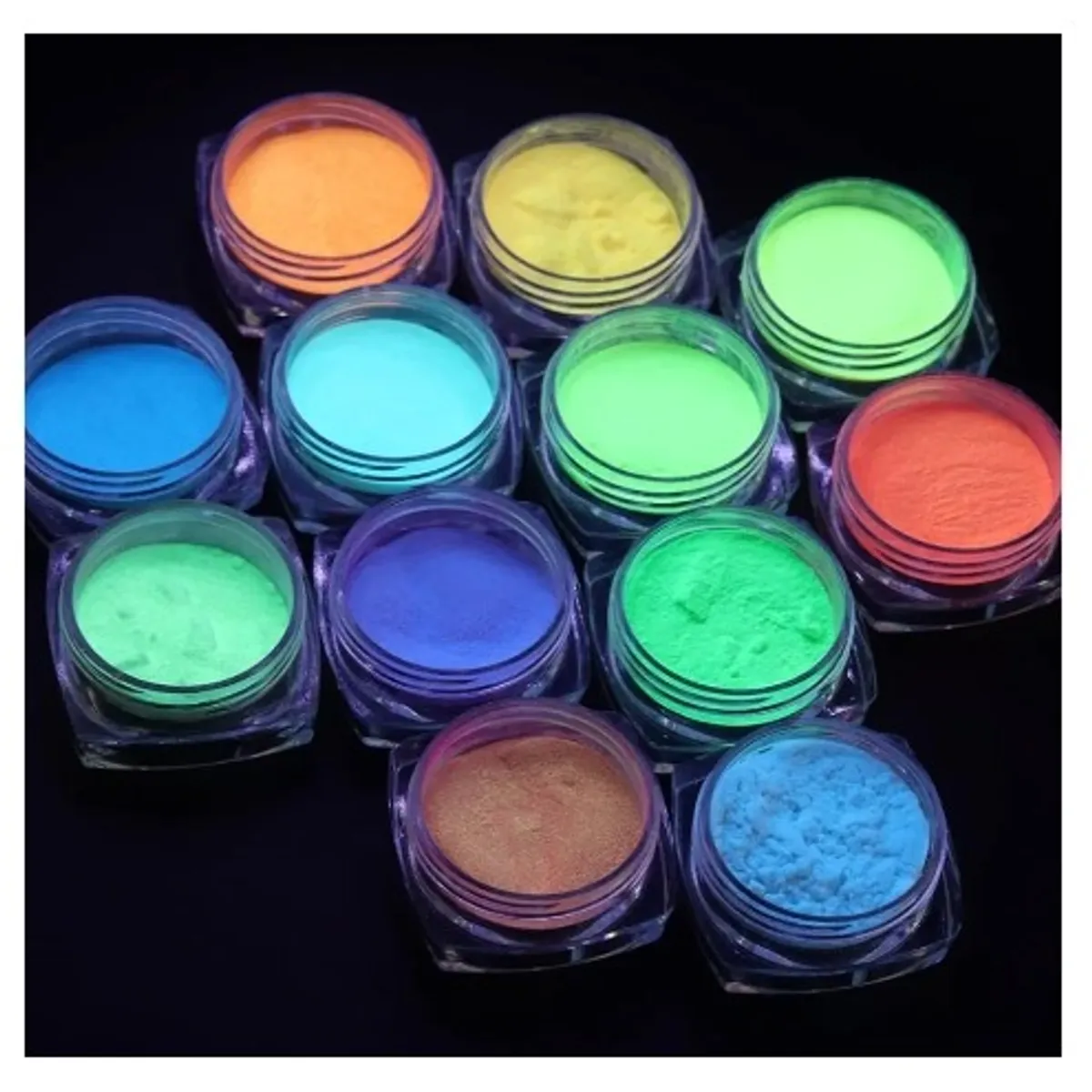 12 Colors Glow in The Dark Powder Polish Nail Art Decoration