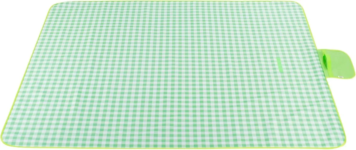 Foldable Picnic Blankets Green and White Stripes 57"x79" Picnic Blanket Outdoor Water-Resistant Handy Mat Spring Summer Camping Blanket