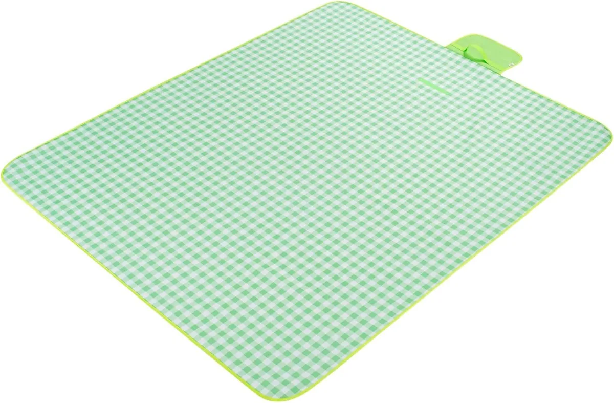 Foldable Picnic Blankets Green and White Stripes 57"x79" Picnic Blanket Outdoor Water-Resistant Handy Mat Spring Summer Camping Blanket