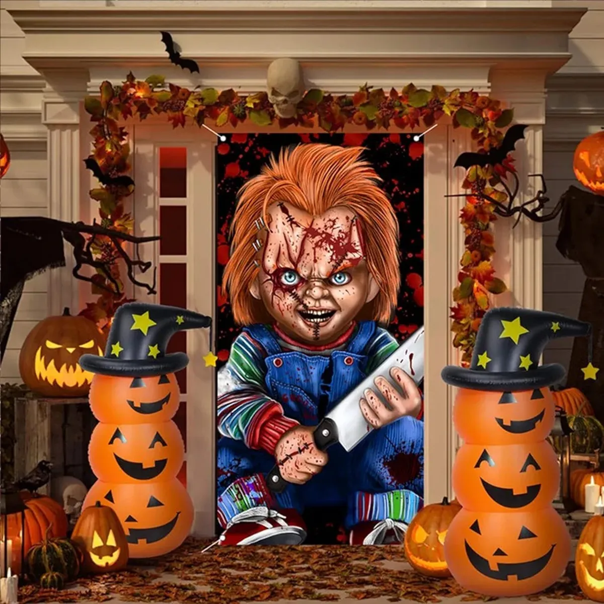 Horror Banner Halloween Door Cover, Horror Classic Movie Character Door Banner .