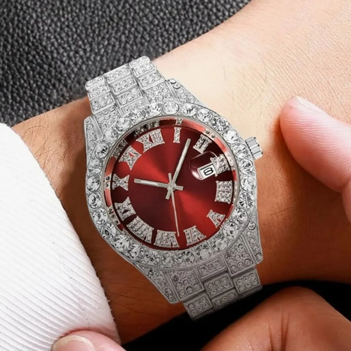 Unisex Luxury Iced Out Watch Mens Diamond Watches Roman Numerals