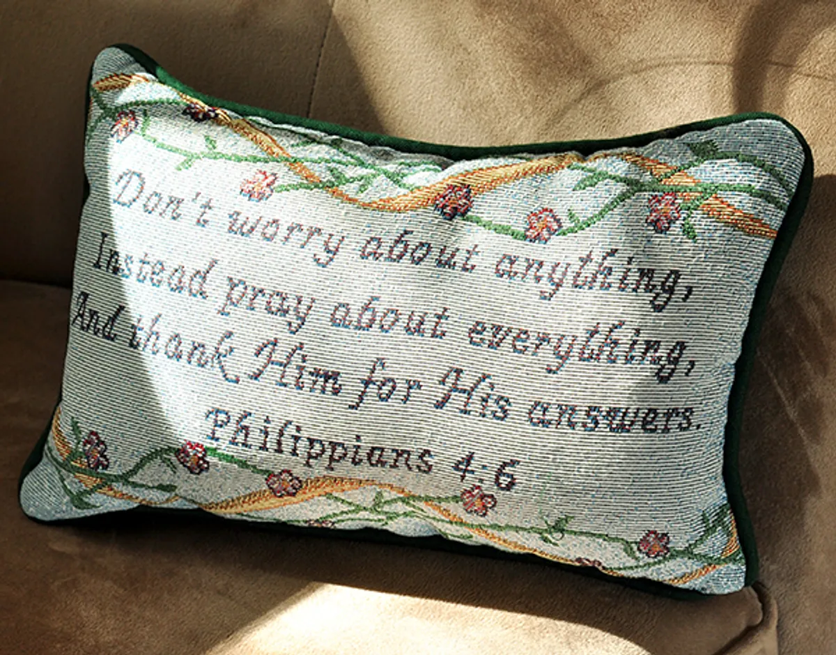 Pray About Everything, Prayer Pocket Pillow, Motivational Cushion, Prayer cushion, Scripture verse cushion