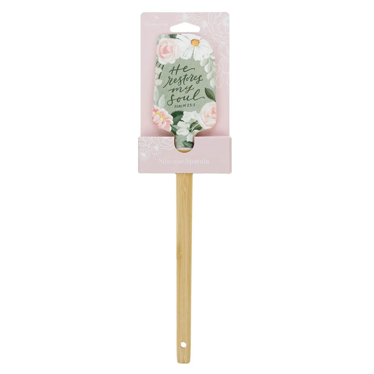 He Restores My Soul Green Floral Garden Silicone Spatula - Psalm 23:3