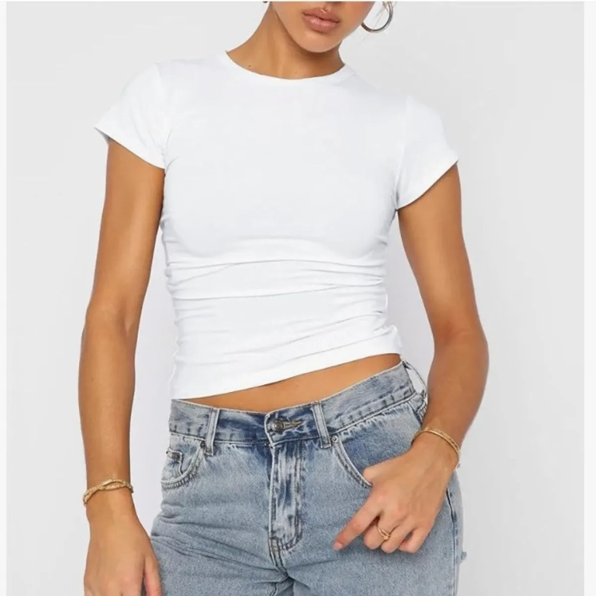 Women's 4pc Short Sleeve Shirts Basic Slim Fit  Tight Tees Size Xs
