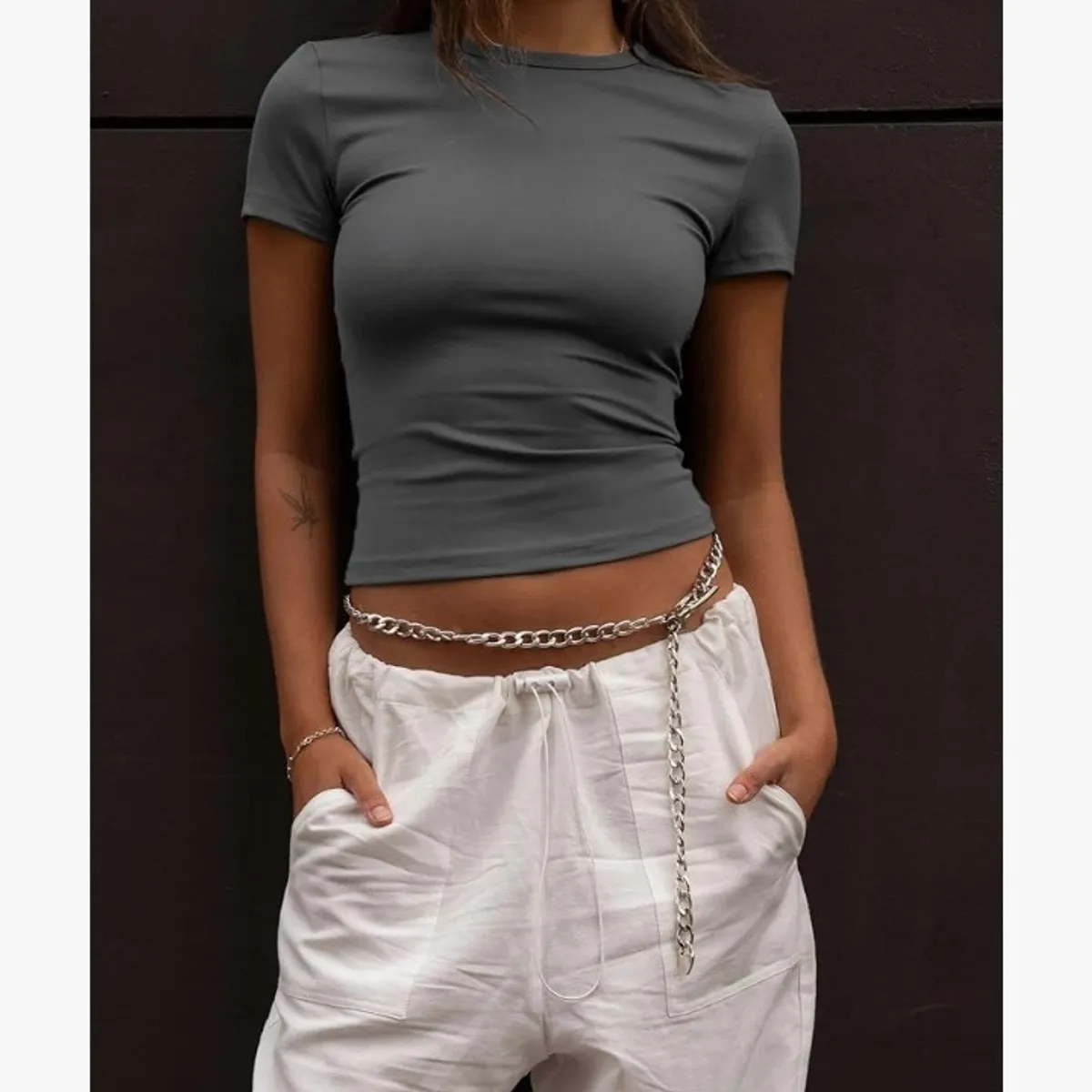 Women's 4pc Short Sleeve Shirts Basic Slim Fit  Tight Tees Size Xs