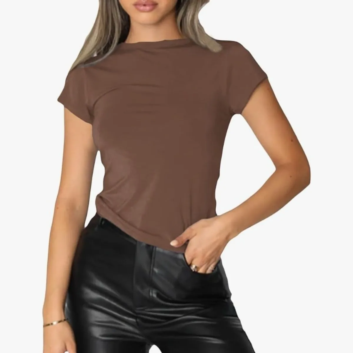 Women's 4pc Short Sleeve Shirts Basic Slim Fit  Tight Tees Size Xs