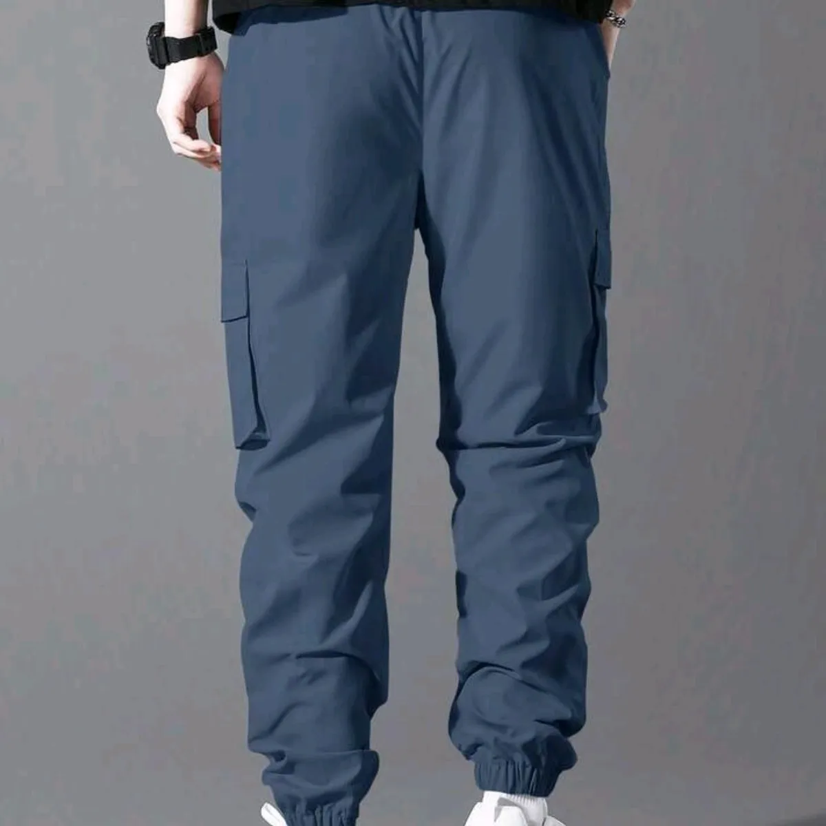 Men's Blue Slant Pocket Casual Jogger Pants - Size L