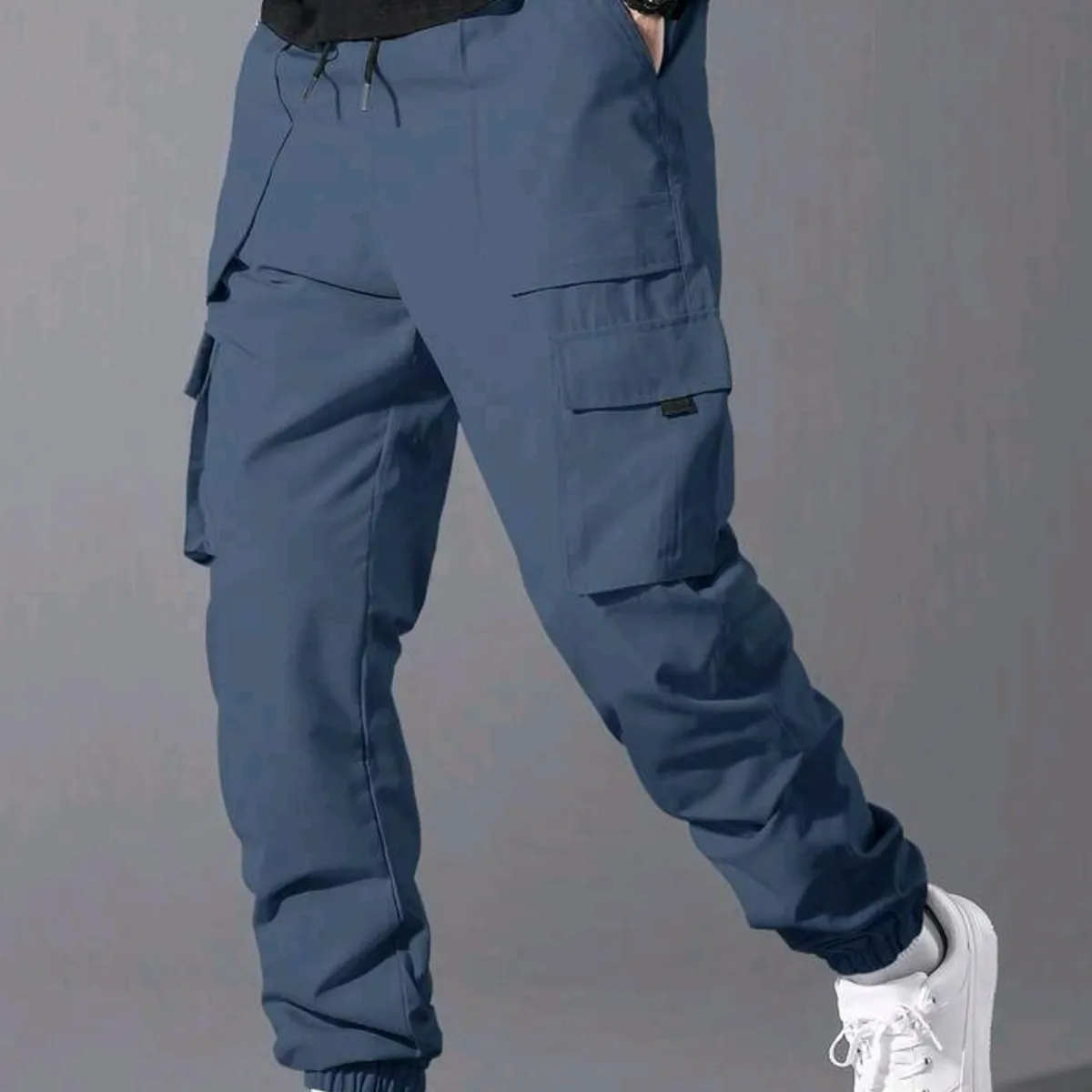 Men's Blue Slant Pocket Casual Jogger Pants - Size L