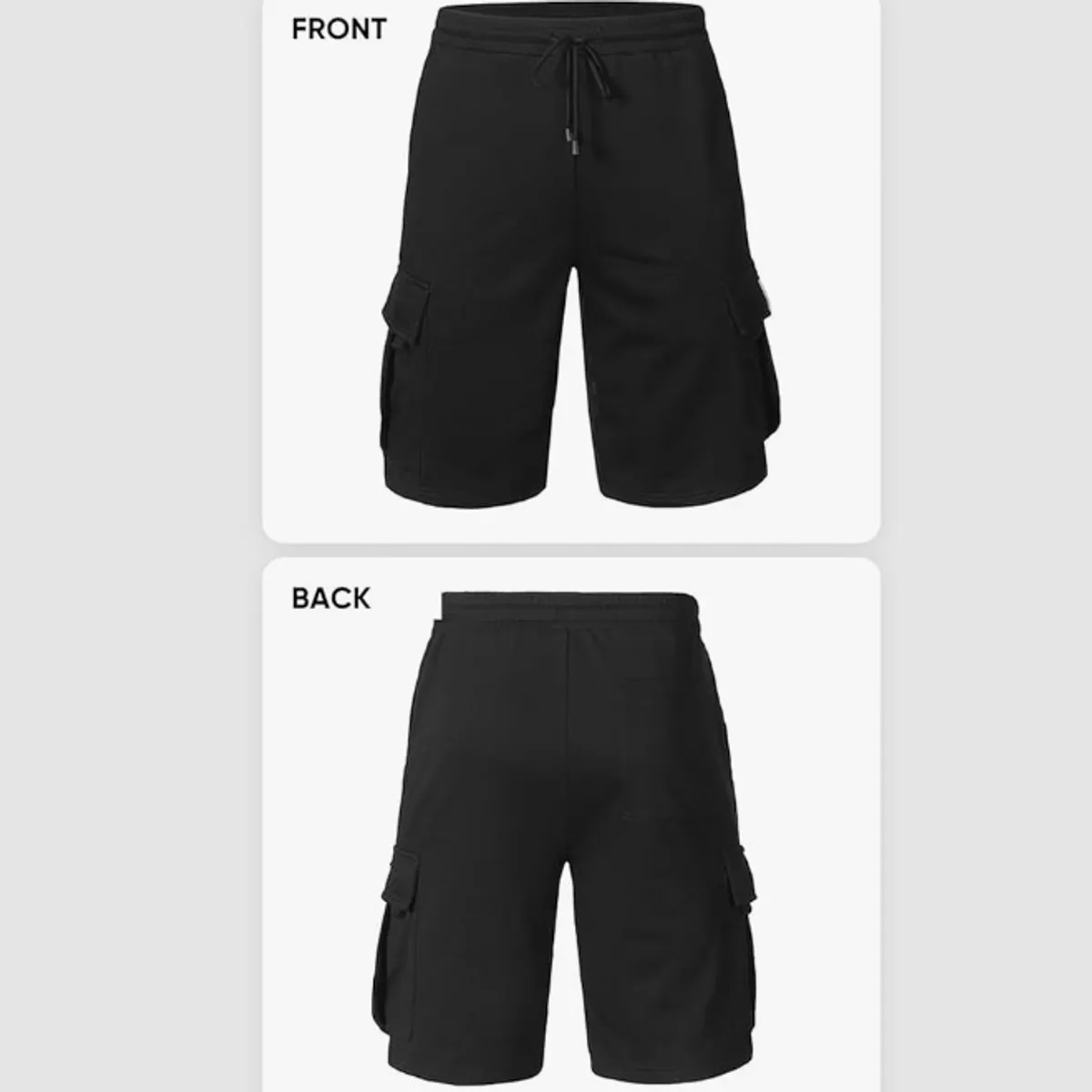 Mens Casual Sweat Cargo Cotton Shorts Drawstring Elastic Waist Athletic Workout Gym Jogger Shorts with 5 Pockets. Size S